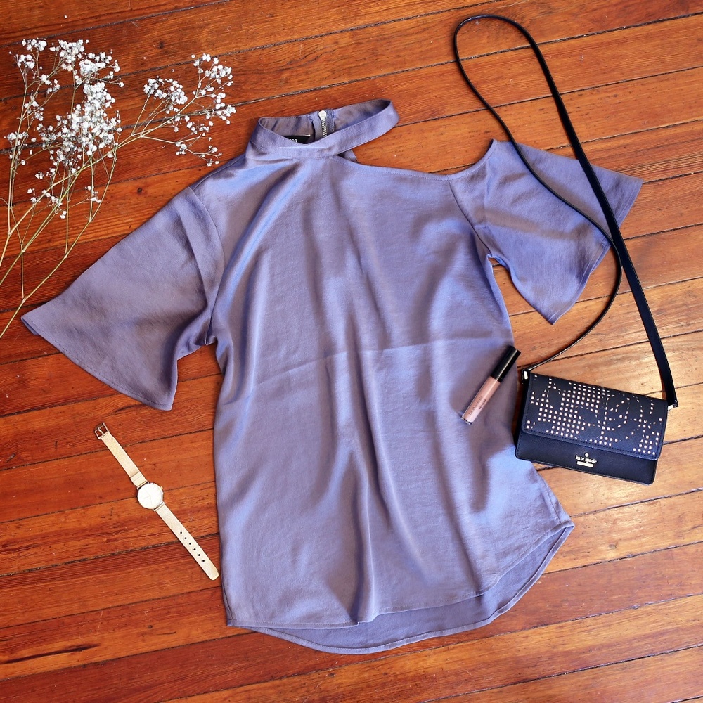 Express Deconstructed Mock Neck Tee